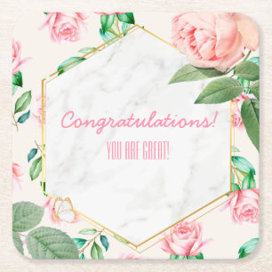 Posavasos Cuadrado De Papel Personalizable Floral