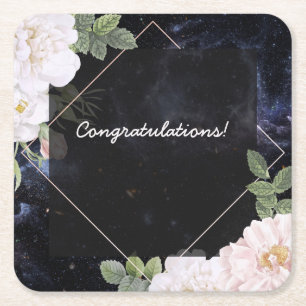 Posavasos Cuadrado De Papel Personalizable Floral