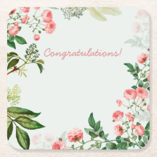 Posavasos Cuadrado De Papel Personalizable Floral