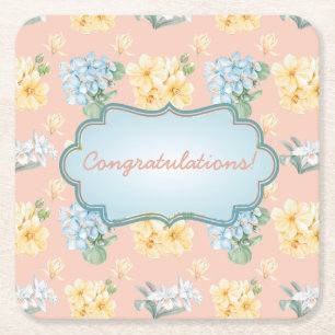 Posavasos Cuadrado De Papel Personalizable Floral