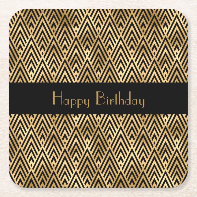 Posavasos Cuadrado De Papel Personalizable geométrico Art Deco (Anverso)