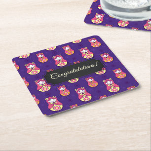 Posavasos Cuadrado De Papel Personalizable Matreshka