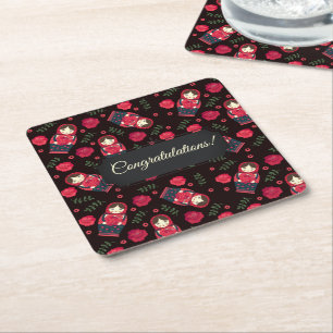 Posavasos Cuadrado De Papel Personalizable Matreshka