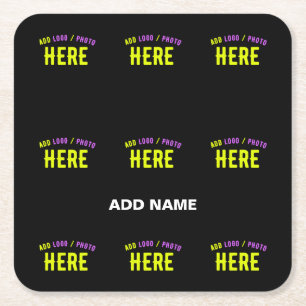 POSAVASOS CUADRADO DE PAPEL PERSONALIZABLE MODERNO ESTILO NEGRO VERIFICADO MAR