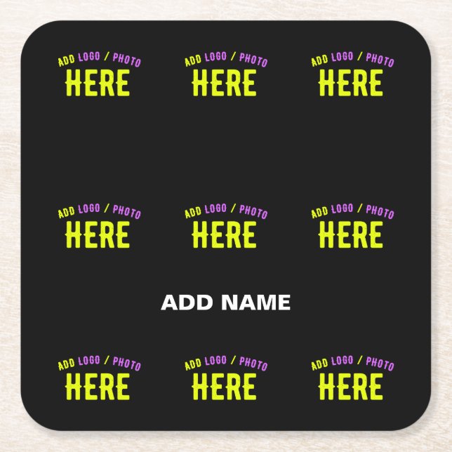 POSAVASOS CUADRADO DE PAPEL PERSONALIZABLE MODERNO ESTILO NEGRO VERIFICADO MAR (Anverso)