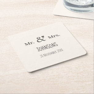 Posavasos Cuadrado De Papel Personalización de la tipografía y el nombre del b