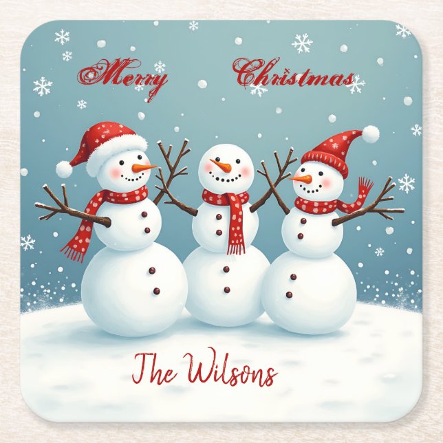 Posavasos Cuadrado De Papel Personalizado (Anverso)