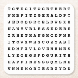 Posavasos Cuadrado De Papel Personalizado 12 Word Family Word Search