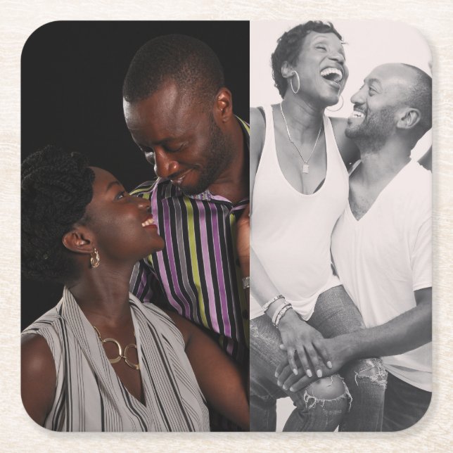 Posavasos Cuadrado De Papel Personalizado 2 foto de doble cara (Anverso)