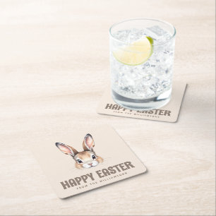 Posavasos Cuadrado De Papel Personalizado acuarela moderna linda conejo de Pas