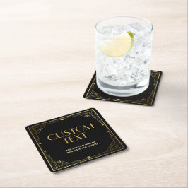 Posavasos Cuadrado De Papel Personalizado Art Deco Speakeasy de los años 20