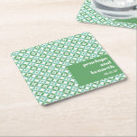 Posavasos Cuadrado De Papel Personalizado Boda de Moda de Mod Medio Verde y Az<br><div class="desc">Boda de Moda geométrica verde y azul mediana Personalizado Papel cuadrado</div>