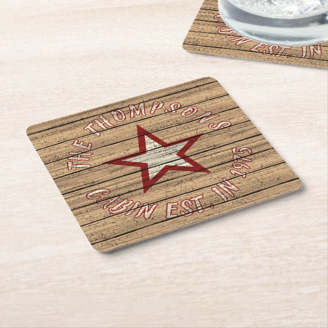 Posavasos Cuadrado De Papel Personalizado Brown Weathered Burlywood Plank Patt (En perspectiva)