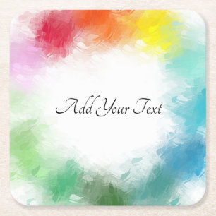 Posavasos Cuadrado De Papel Personalizado caligrafiado Script Colorful Modern 