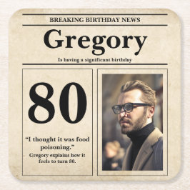 Posavasos Cuadrado De Papel Personalizado Cita graciosa diario Retro 80 cumple