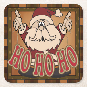 Posavasos Cuadrado De Papel Personalizado Cute Ho Ho Santa Navidad