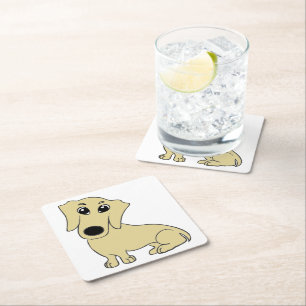 Posavasos Cuadrado De Papel personalizado de dachshund wheaton