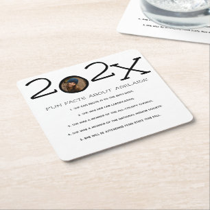 Posavasos Cuadrado De Papel Personalizado de datos de graduación