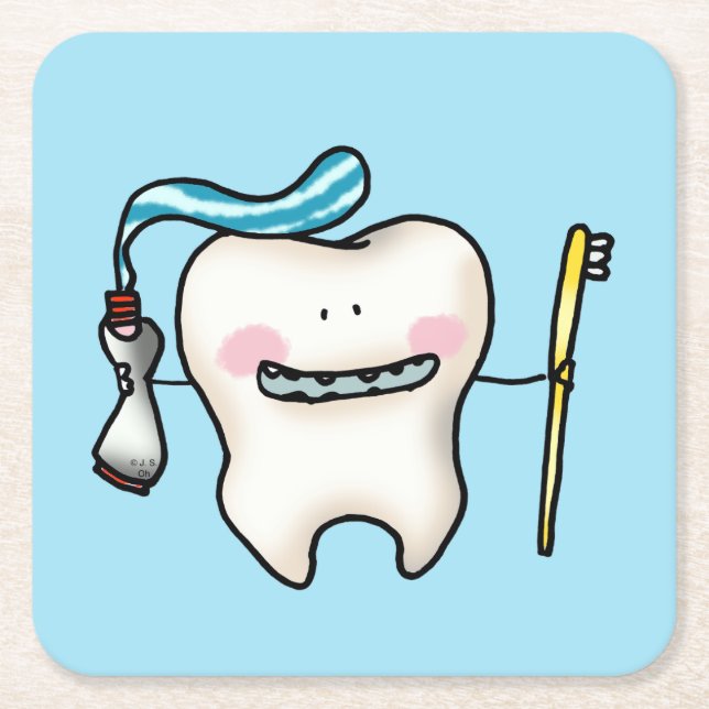 Posavasos Cuadrado De Papel personalizado de dientes divertidos (Anverso)