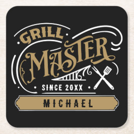 Posavasos Cuadrado De Papel Personalizado de Grill Master