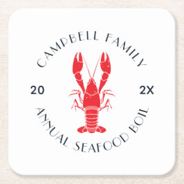Posavasos Cuadrado De Papel Personalizado de hervir a langosta de la familia m