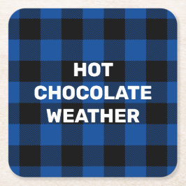 Posavasos Cuadrado De Papel Personalizado de juego de búfalo azul y negro dice