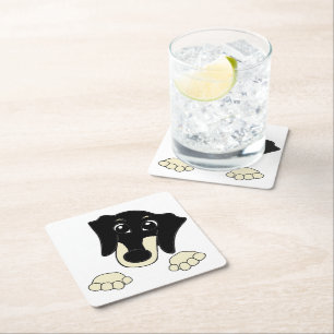 Posavasos Cuadrado De Papel Personalizado de melocotón negro y crema
