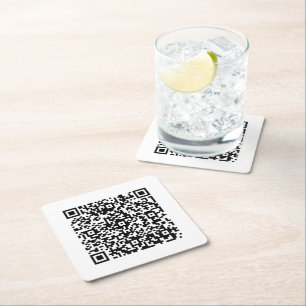 Posavasos Cuadrado De Papel Personalizado de negocio de código QR