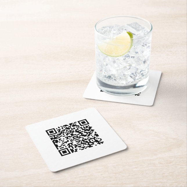 Posavasos Cuadrado De Papel Personalizado de negocio de código QR (In situ)