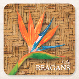 Posavasos Cuadrado De Papel Personalizado de pájaro del paraíso