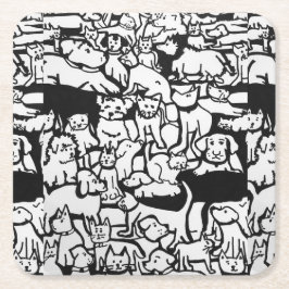 Posavasos Cuadrado De Papel Personalizado de perros y gatos"