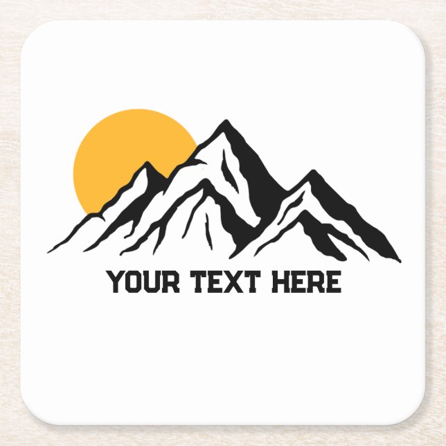 Posavasos Cuadrado De Papel Personalizado de Pintado de Montaña (Anverso)
