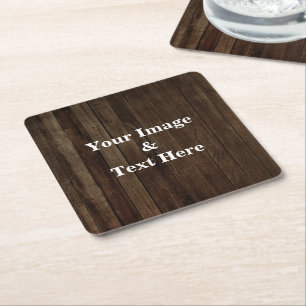 Posavasos Cuadrado De Papel Personalizado Foto de Madera Personalizada