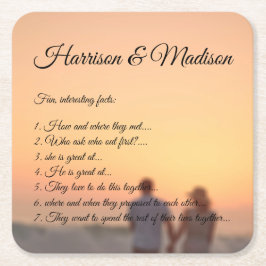 Posavasos Cuadrado De Papel Personalizado guión gráfico pareja hechos divertid