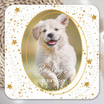 Posavasos Cuadrado De Papel Personalizado Mascota de fotografía perro Cumpleañ<br><div class="desc">¡Puppy Pawty! Añada el toque final a su cumpleaños de cachorros o perros con esta elegante foto mascota personalizado de oro y toallas fiestas de estrellas purpurinas. Añade la foto favorita de tu cachorro y personaliza con nombre, cumpleaños de edad! Vea la colección de cumpleaños de Puppy Dog para conocer...</div>