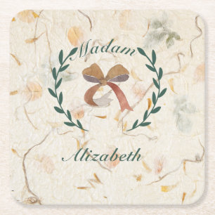 Posavasos Cuadrado De Papel Personalizado moda kraft papel flores naturales