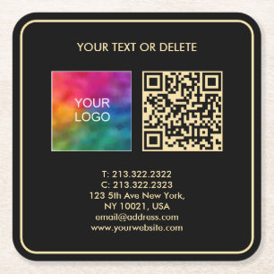 Posavasos Cuadrado De Papel Personalizado moderna plantilla elegante código QR