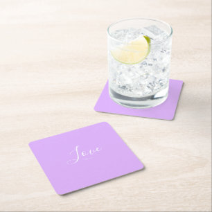 Posavasos Cuadrado De Papel Personalizado Pastel Mauve Boda Minimalista de col