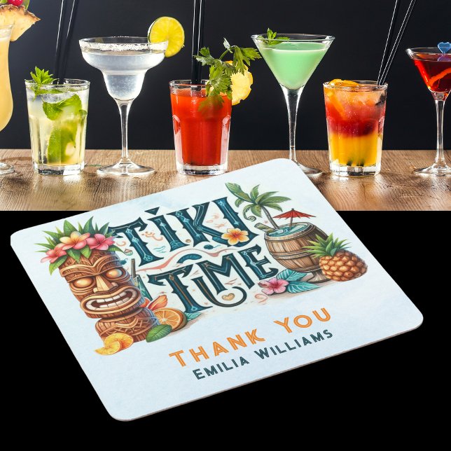 Posavasos Cuadrado De Papel PERSONALIZADO personalizado de Fiesta TIKI (Subido por el creador)