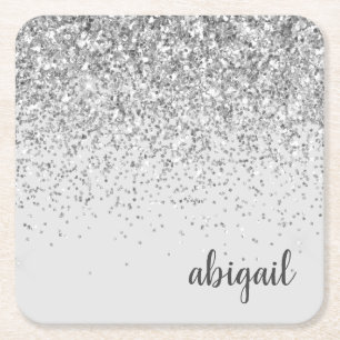 Posavasos Cuadrado De Papel Personalizado Plata Femenino Brillo Brillante Mode