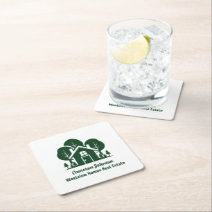 Posavasos Cuadrado De Papel Personalizado Real Estate Company Forest Open Hous