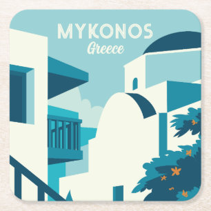 Posavasos Cuadrado De Papel Personalizado Texto Grecia