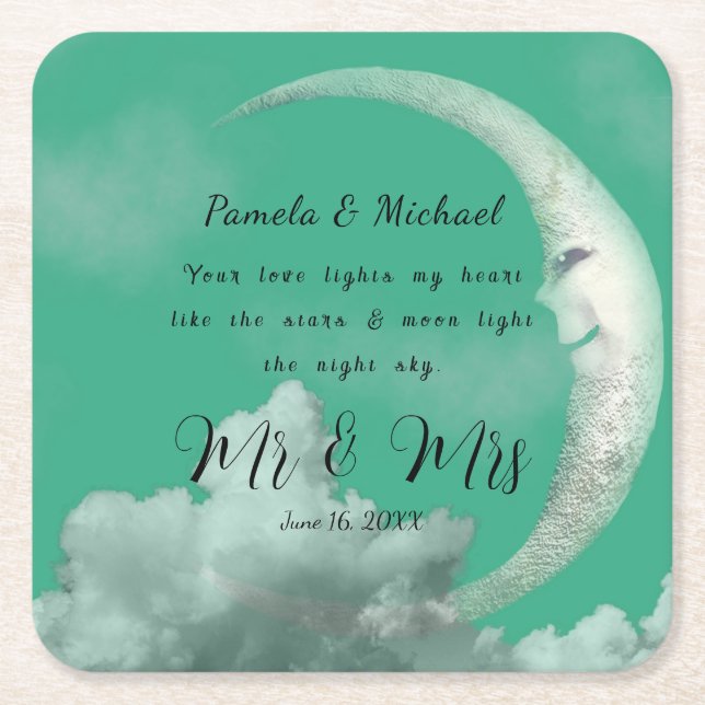 Posavasos Cuadrado De Papel Personalizado tu amor ilumina mi corazón (Anverso)