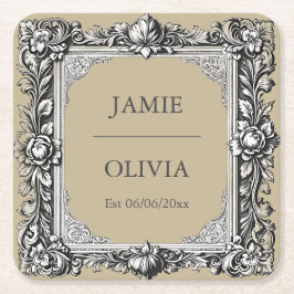 Posavasos Cuadrado De Papel Personalizado Victoriano Scroll Frame Napkin - moc