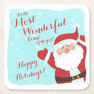 Posavasos Cuadrado De Papel Personalizados de Santa Navidades más maravillosos