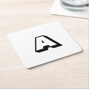 Posavasos Cuadrado De Papel Personalizar, personalizar alfabeto monograma inic