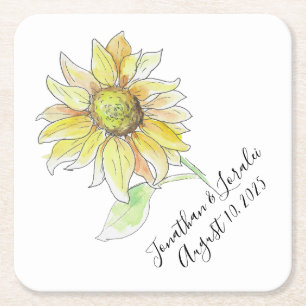 Posavasos Cuadrado De Papel Personalizar sus servilletas boda Girasol