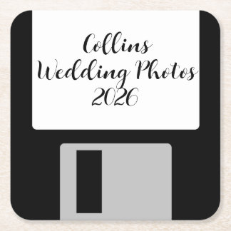 Posavasos Cuadrado De Papel Personalize Wedding Photos Floppy Disk Coaster