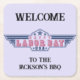 Posavasos Cuadrado De Papel Personalized Happy Labor Day