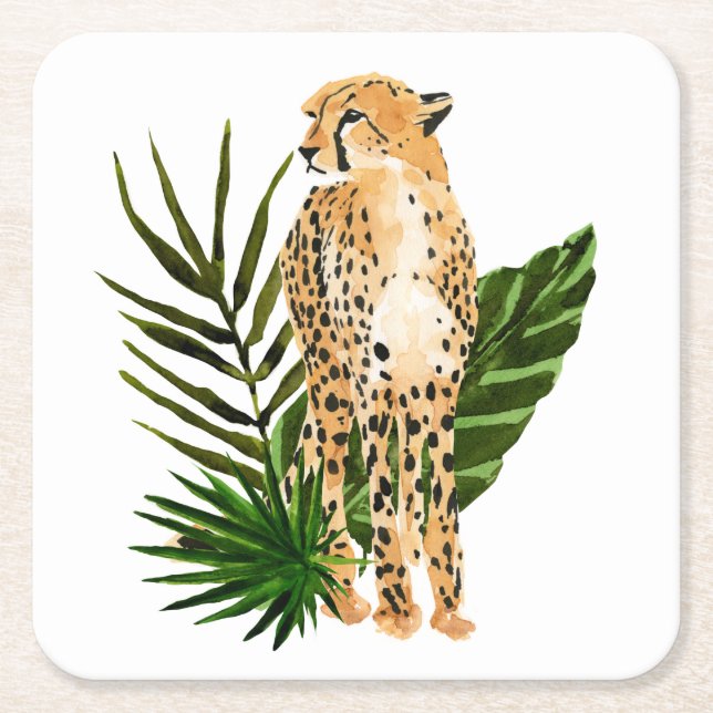 Posavasos Cuadrado De Papel Perspectiva de Cheetah (Anverso)